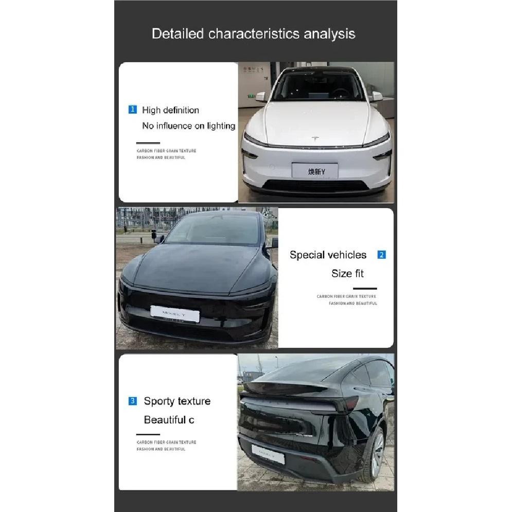 Headlamp Protective Film for Tesla Model Y Juniper 2025 Launch TPU Transparent Smoked Black Headlight Film Decor Car Accessories