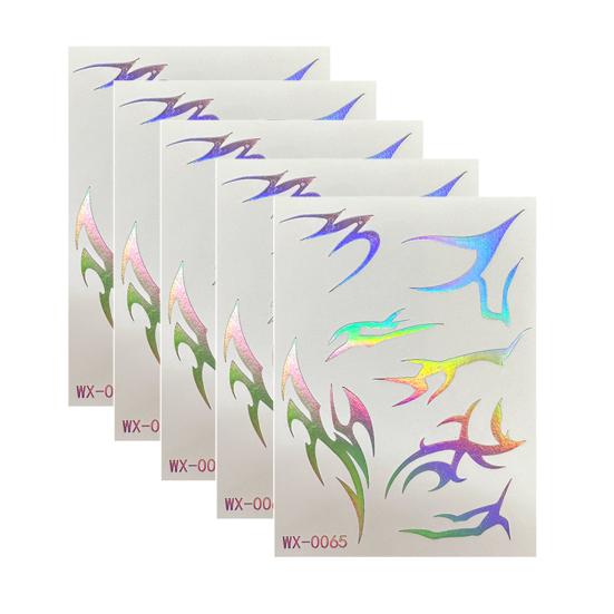 jijijing 5 Sheets Holographic Lightning Tattoos, Waterproof Flash Temporary Stickers, Full Color Body Art for Festival Party