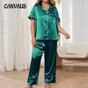 Plus Size Pajamas Women's Spring and Summer Ice Silk Short-sleeved Long Pants Homewear Suit