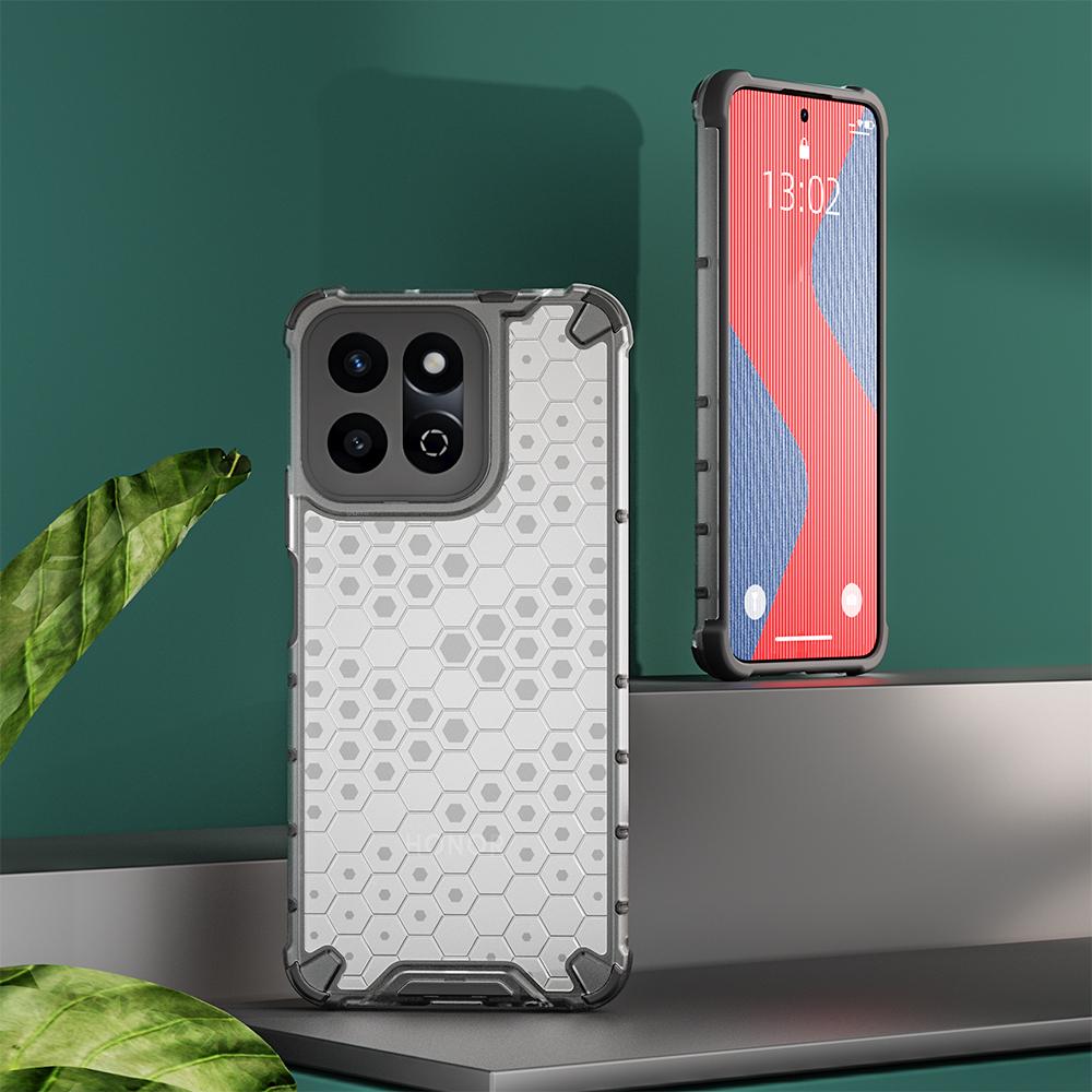 KEYSION Противоударный бронированный чехол для HONOR X7c Мягкий силиконовый + ПК Прозрачный сотовый чехол для телефона Huawei Honor 200 Smart 5G