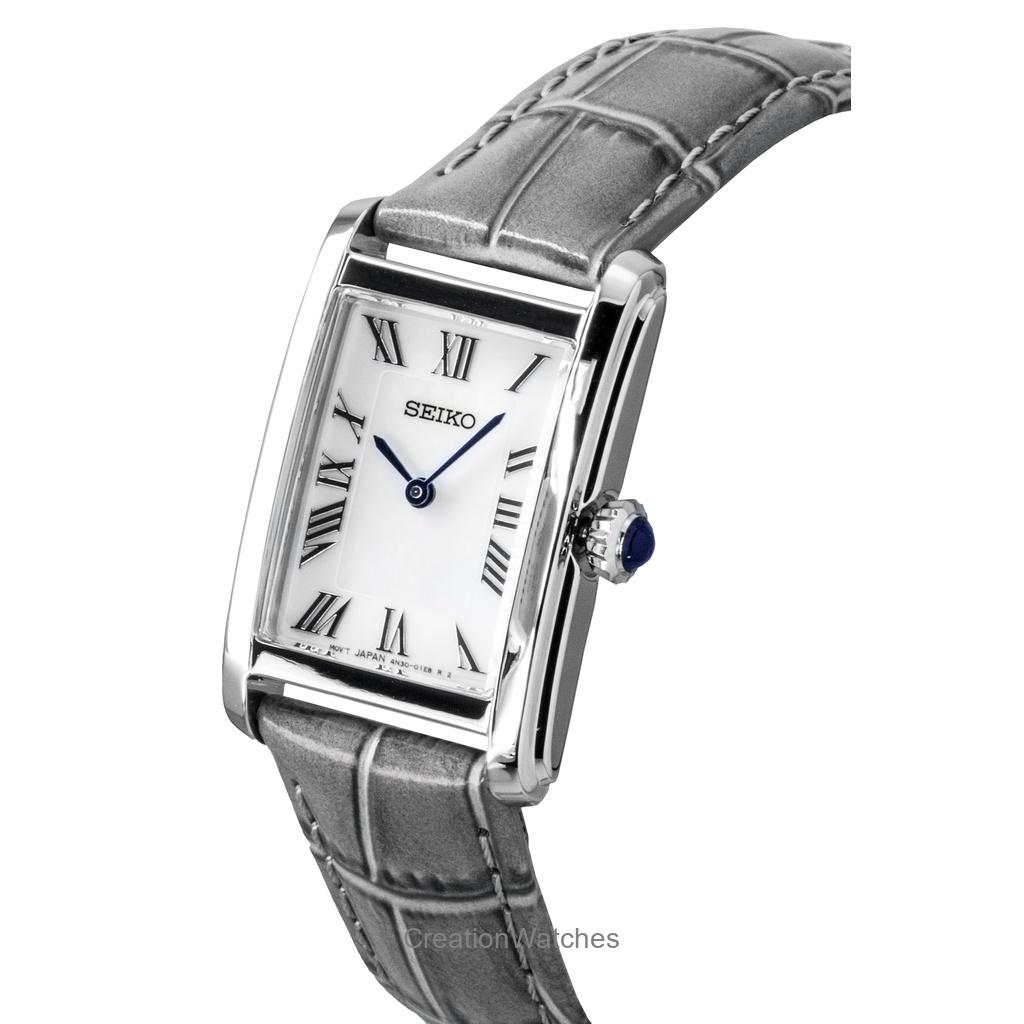 Seiko Классический кожаный ремешок Белый циферблат Кварцевые SWR099P1 Женские часы