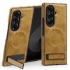KEYSION Роскошный магнитный чехол из искусственной кожи для MagSafe для Samsung Galaxy Z Fold 7 5G, подставка, беспроводная зарядка, задняя крышка для телефона