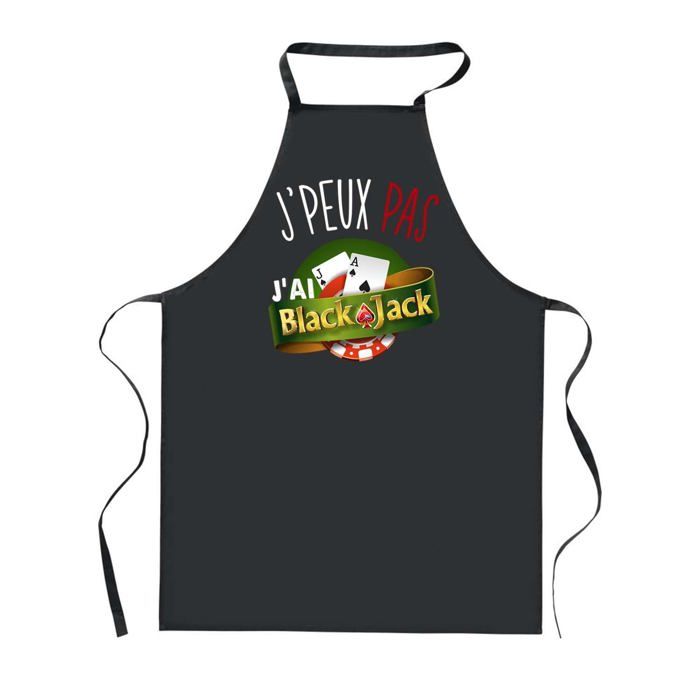 Tablier de cuisine - PLANETEE - J'peux Pas Black Jack - Noir - 90x60 cm - Impression bretonne