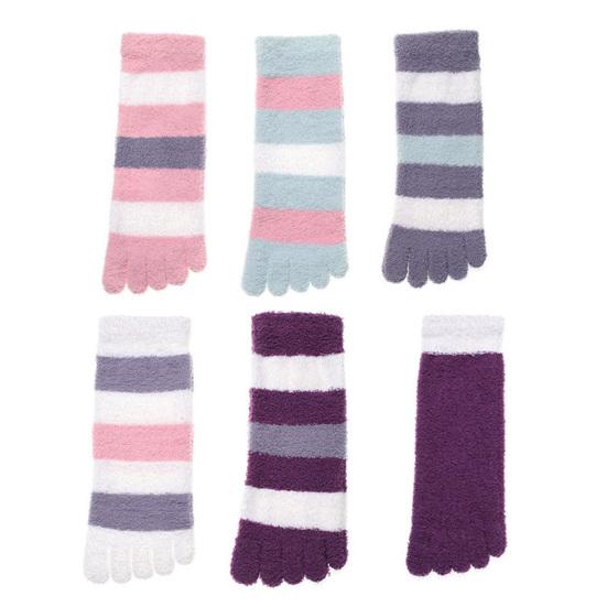 2025 зимние носки-полуноски контрастного цвета для защиты ног в полоску без запаха носки с пятью пальцами для бега