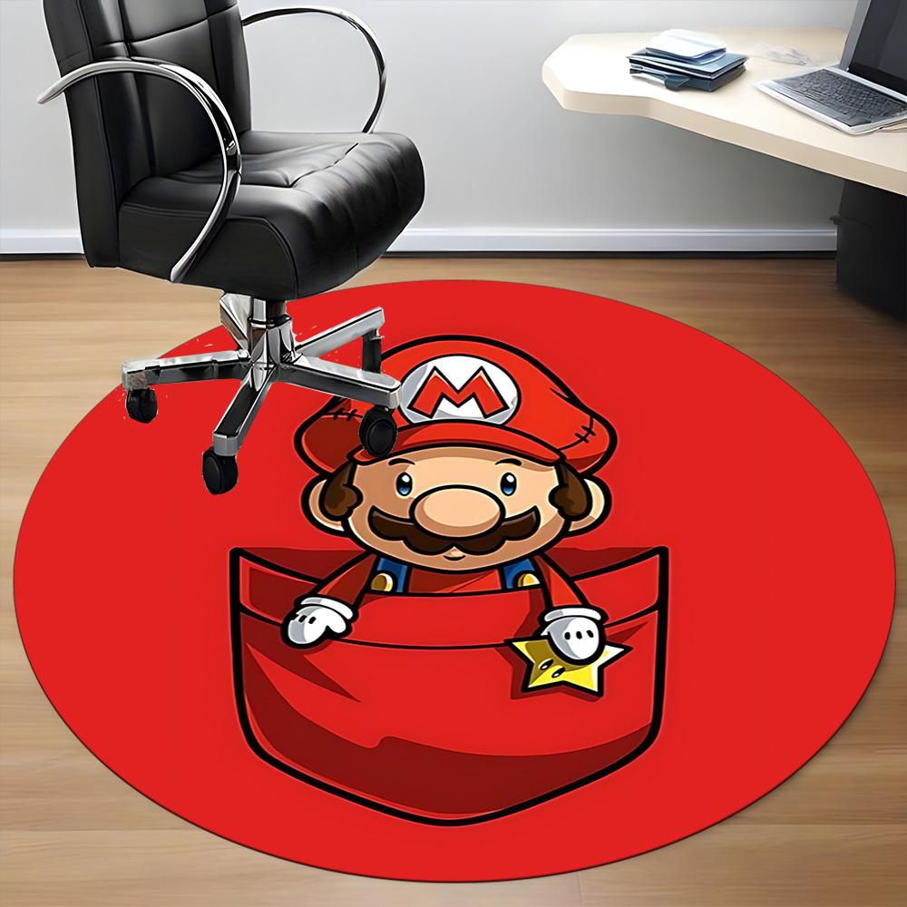 1pc Pocket Mario Office Round Area Rug, Under Office Chairs Bedroom Living Room Home Decor a1022241