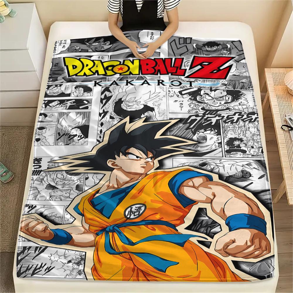 Son Goku Print Flannel Blanket, Suitable for Bedrooms, Sofas, Beds, Chairs, Picnics, Travel, Warm Soft -HE16