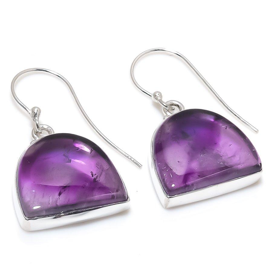 Серьги из чистого серебра 925 пробы с натуральным бразильским аметистом 1,50 дюйма t8e66