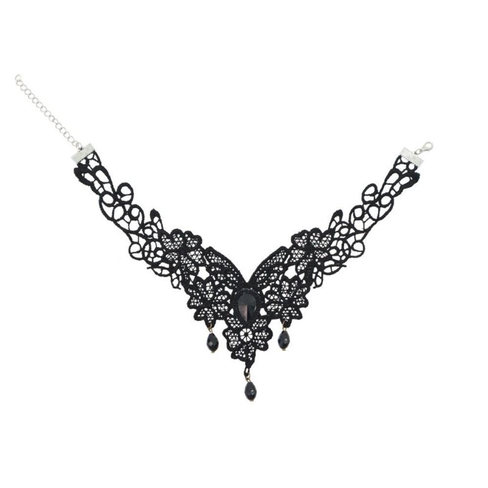 Pendant Lace Flower Necklace Tassel Halloween Clavicle Choker Cool Halloween Necklace Party