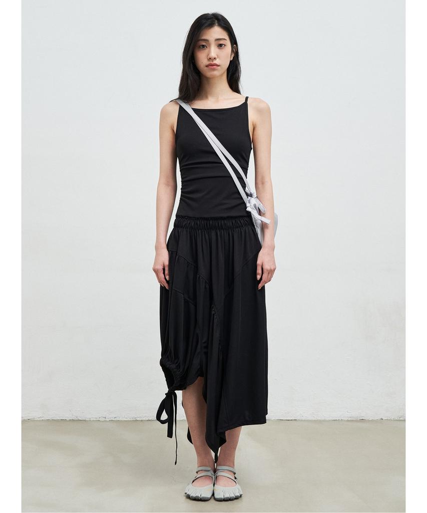 Anggae Balloon Jersey Dress Black