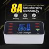 8 Ports USB Charger QC3.0 Quick Charge Type C Smart Charger Station LCD Digital Display USB Multi-port