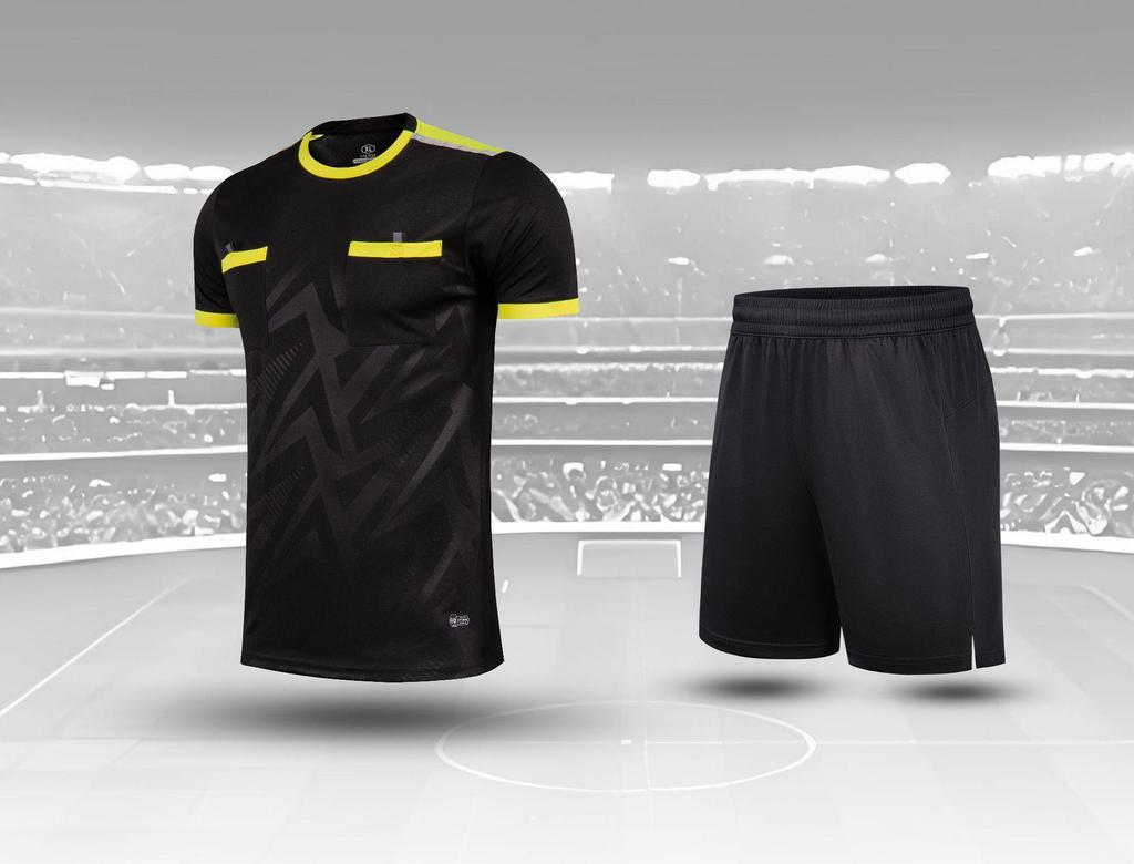 Breathable Adult Football Kit: Sweat-Wicking Jersey & Shorts Set with Short Sleeve Training Top Referee Uniform
