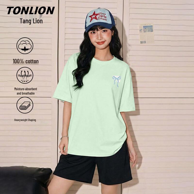 Женская хлопковая футболка с коротким рукавом TonLion