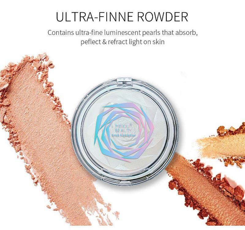 Rose Diamond Highlighter Blush & Contour Palette: 3D Pearlescent Face & Eye Brightener