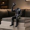 Sophisticated Room Accessories 3D Printed Sitting Gentleman Ornament, Minimalist Abstract Faceless Figurine, Figurine Aesthetic Art Sculpture for Home