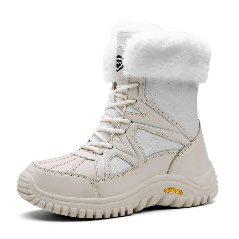 Womens Winter Warm Thick Sole Snow Boots Mid-Calf PU Cotton Lined Waterproof Slip-Resistant Comfortable Walking Shoes