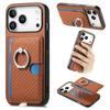 For iPhone 17 Pro Case Ring Kickstand Leather Back Cover with Magnetic Detachable Card Holder