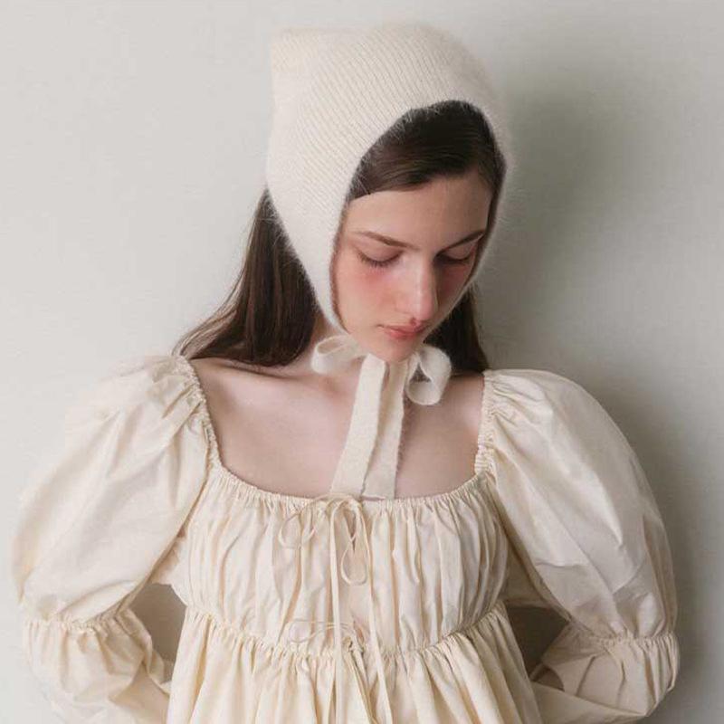 Женский пушистый вязаный шерстяной треугольный шарф и повязка на голову-галстук от французских брендов - Осенне-зимнее тепло, милый и очаровательный стиль.