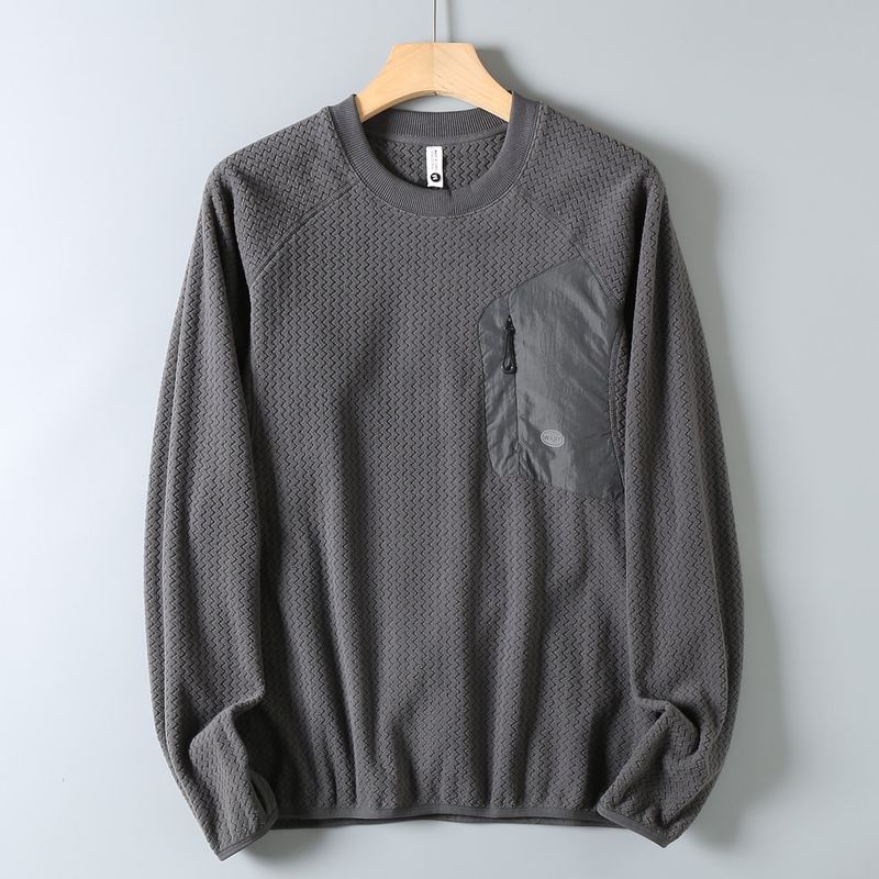 Authentic Japanese-Style Functional Crewneck Sweatshirt, Long-Sleeve Autumn and Winter Fleece Jacket for Men, Color-Blocking Couple's Versatile Top