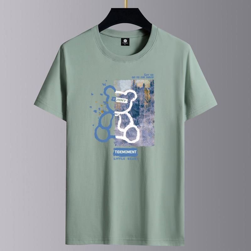 Мужская летняя 2025 хлопковая свободная повседневная футболка с коротким рукавом