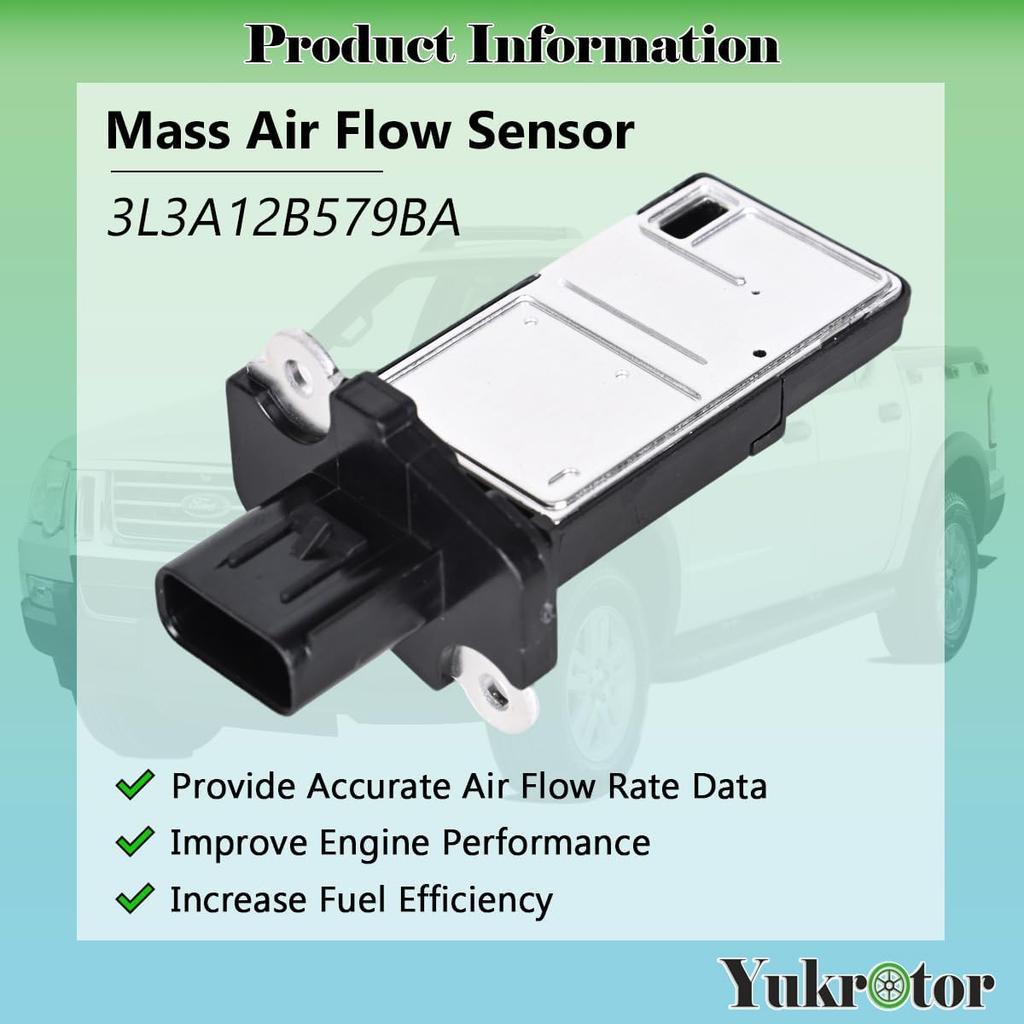 Mass Air Flow Sensor MAF Sensor 3L3A12B579BA Compatible with 2004-2010 Ford F-150 F-250 Super Duty E-150 E-250 Escape Expedition Explorer Mustang