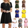 Plus-size Summer Solid Color Dress Summer Short Sleeve O Neck Slim Shirt Big Hem Fashion Loose Beach Party Elegant Dresses Nighty S-2XL