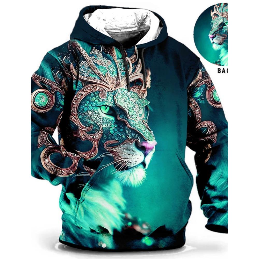 Men's Unisex Hoodie Fashion Pullover Hoodie Sweatshirt Hooded Animal Wolf Lion Dragon Tiger Print Daily 3D Print Casual Hoodies