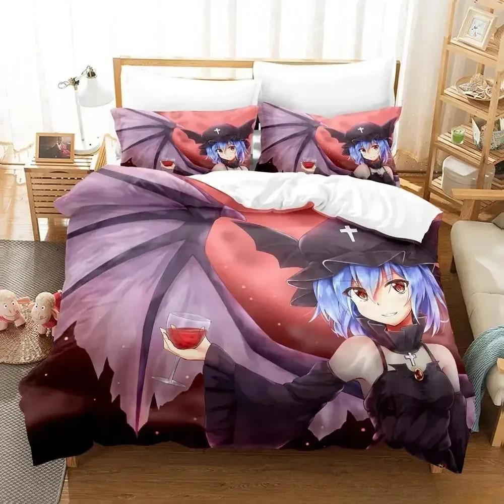 3D Touhou Project Ремилия Алая Комплект Постельного Белья Картонная Коробка Аниме Взрослые Дети Спальня с Мягкой Тканью Пододеяльник Комплекты 3D Каваи Молодые Девочки