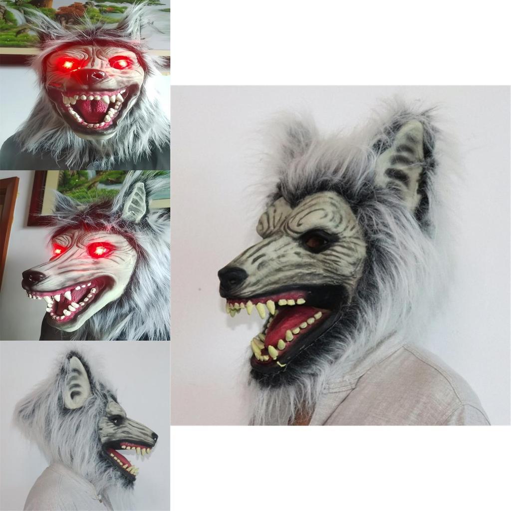 Lighted Wolf Head Mask With Claws For Halloween Costume And Cosplay