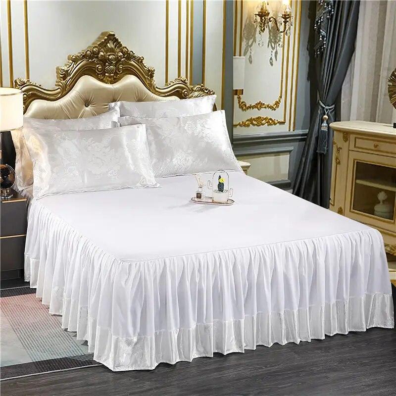 Plush Jacquard Bed Skirt Three-piece Sheet Bed Anti-slip Double Bed Spread Queen King Size Mattress Protective Cover