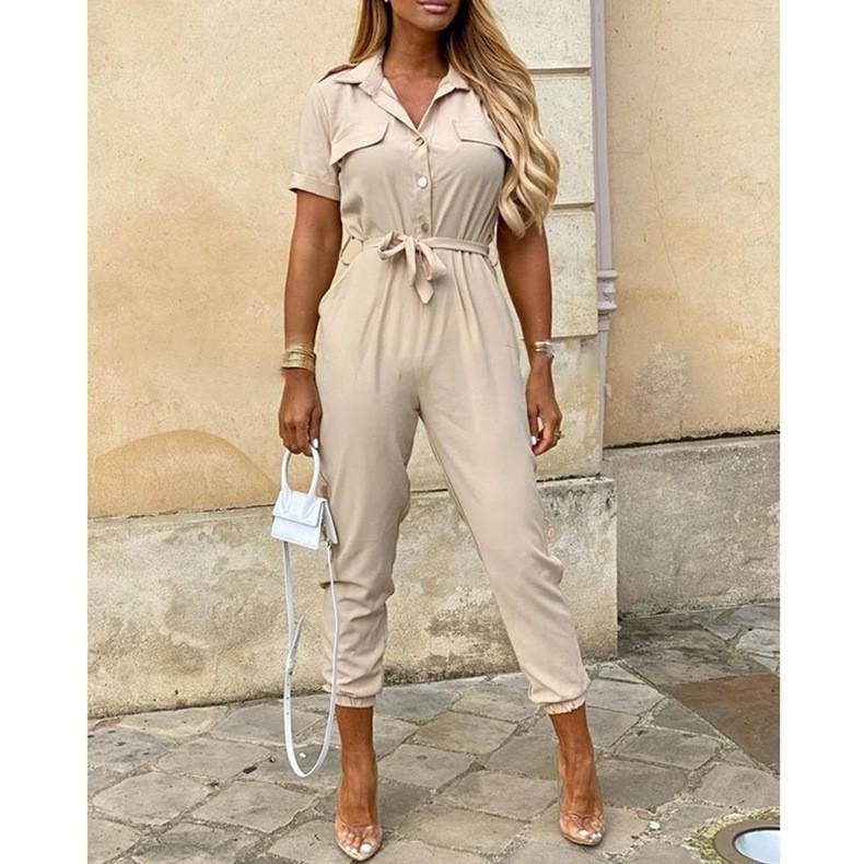 Women's Casual Solid Color Bodycon Jumpsuits Rompers Adjustable Shoulder Straps Bodysuits High Waistband Slim Fit Cargo Pants One-Piece Suits Overalls