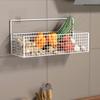 Wire Storage Basket Metal Wall Mounted Hanging Fruit Basket Organizer Bin with Adhesive for Kitchen