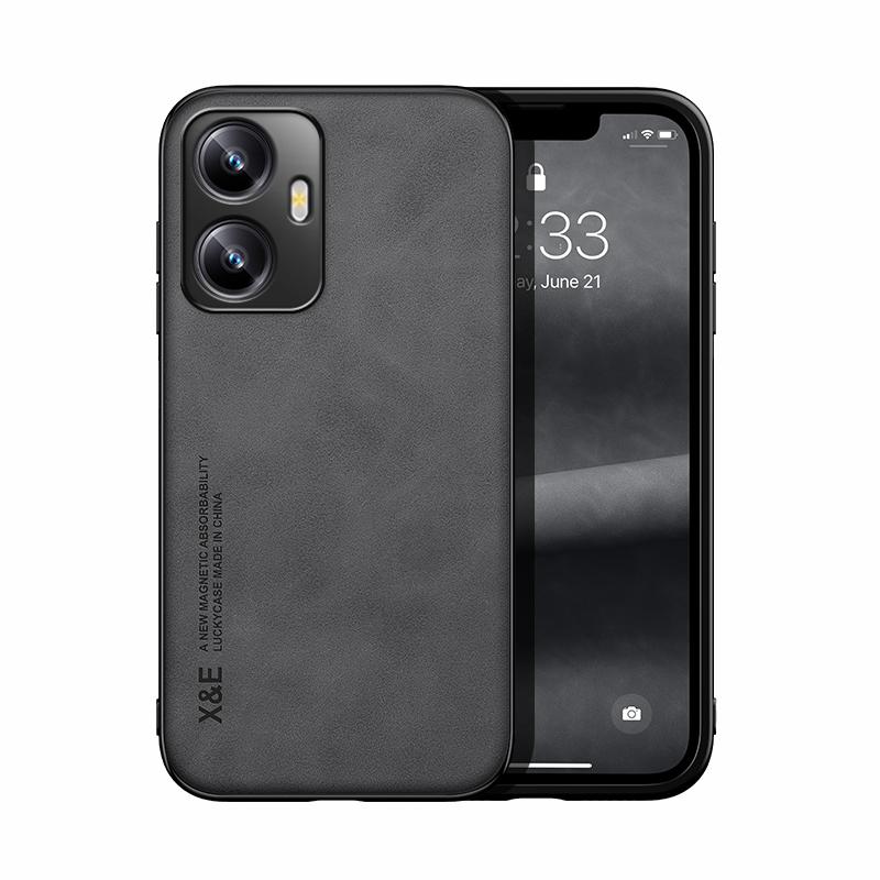 Роскошный кожаный чехол для OPPO Realme C55 C53, чехол с металлической пластиной, автомобильный держатель для Realme 11 Pro Plus, чехол