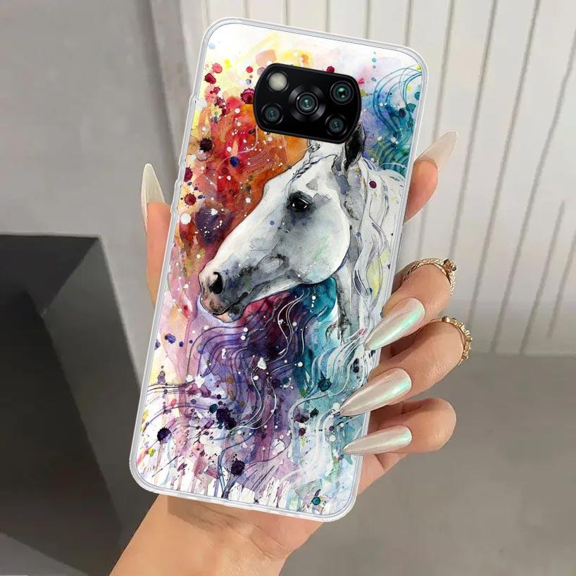 Animal Oil Painting Horse Phone Case for Xiaomi Poco X5 X6 X7 Pro F7 Ultra M7 Redmi 15 15C 13 13C 12 12C 10 10A 10C 9 9A 9C 9T S