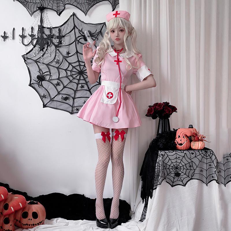 Halloween adult costume female nurse outfit pink Japanese pure desire role-playing sexy doctor nurse dress