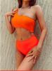 Women's Korean-Style One-Shoulder Halter Backless High-Waist Slimming One-Piece Swimsuit for Resort