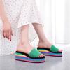 Rainbow Herringbone High-Heel Women's Flip Flops - Summer Beach Sandals