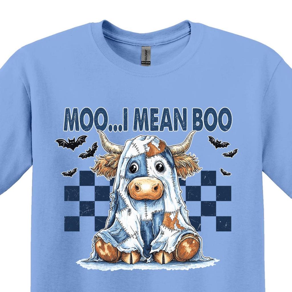 Moo I Mean Boo Halloween Shirt, Spooky Cow Ghost Tee