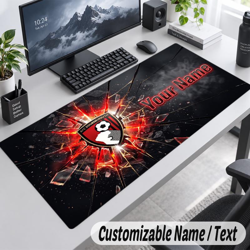 Custom Name Text Mouse Pad Bournemouth Football Personalized Desk Pad For Work And Gaming