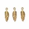 40pcs Feather Charms Charms Antique Gold Color Zinc Alloy 15X5mm