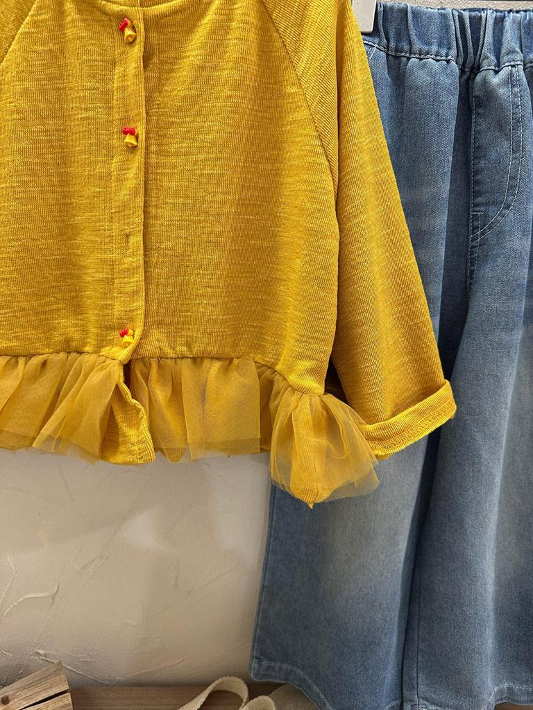 Корейский комплект для девочек: Кардиган и Джинсы (двухпредметный)