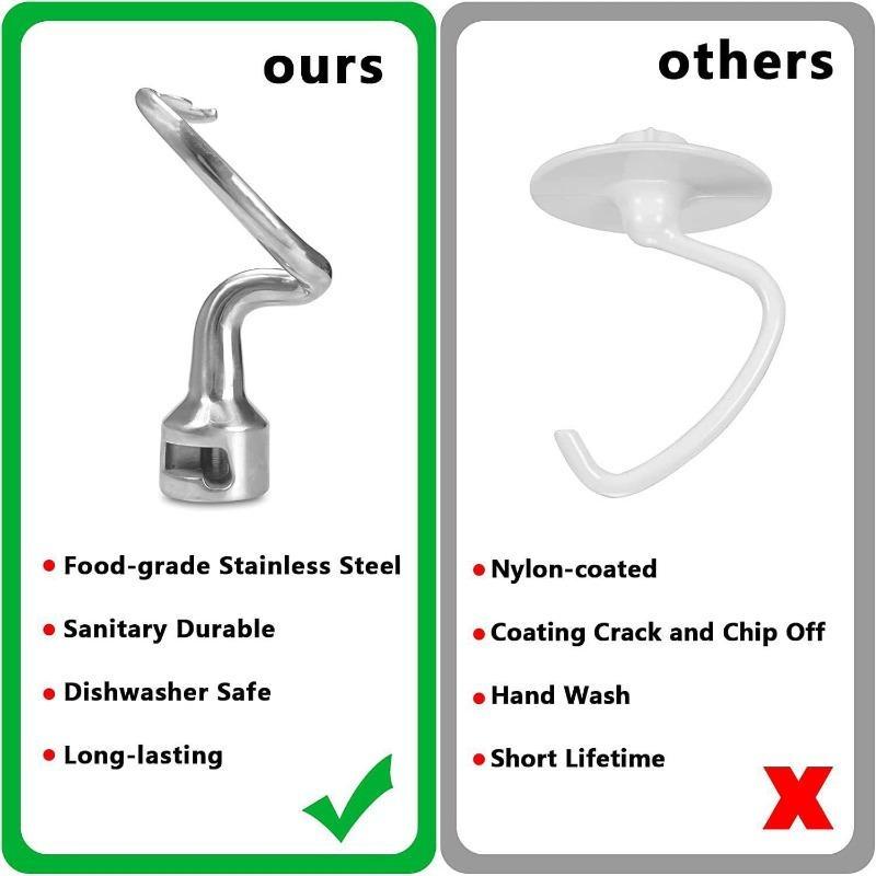 Спиральный крюк для теста из нержавеющей стали для кухонного миксера, инструменты для смешивания муки, бытовые инструменты среднего размера