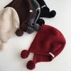 Wool% wool hairball barak hat women's winter warm face small red knitted hat ear protection cold