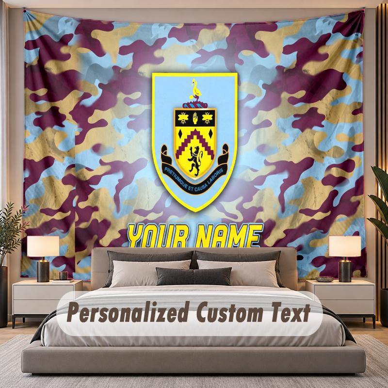 Custom Name Text Tapestry Burnley Football Personalized Polyester Wall Tapestry For Bedroom And Room