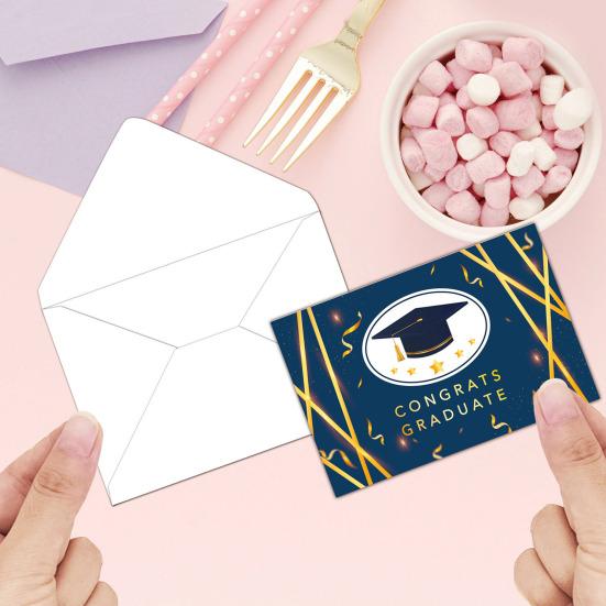 12 шт./компл. выпускные открытки с конвертами, блестящая кепка для выпускного, печать заготовок внутри поздравительных открыток, принадлежности для школьных вечеринок
