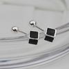 [Aslit] Silver 925 Black Six-Sided Fashion Couple Piercing Earrings