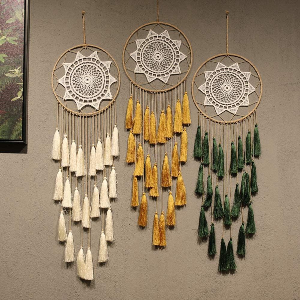 Bedroom Boho Handmade Feather Wall Hanging Tassel Macrame Tapestry Blanket Dream Catcher