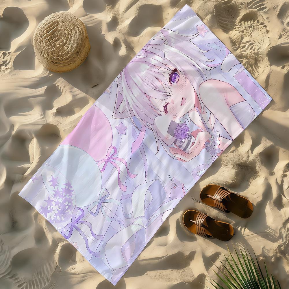 Певица N-Nekomata O-Okayu Vtuber Полотенце Мягкое Легкое Анти-Песок Большое Пляжное Полотенце Быстросохнущее Ванна Спорт Семья