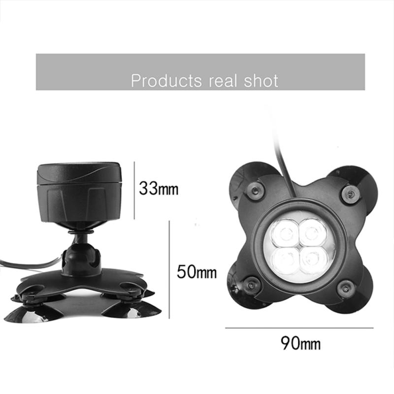 Waterproof Fishbowl  Light Aquarium Diving Spotlight With Suction Cup Remote Control 360 Degrees
