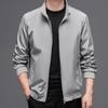 Men's Spring Summer and Autumn Thin Section of The Plus Size Collar with Solid Colour Casual Zip Paragraph Jacket