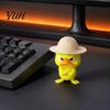 Decorative Mini Figurines for Home 4Pcs 3D Printed Angry Duck Figurines, Grumpy with Straw Hat, Unique Desk Decor Coworkers Cute Cross-Arms